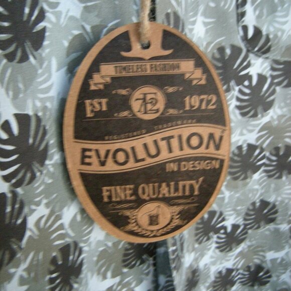 Evolution XL Tropical Leaves Print Shirt in Khaki Colors NWT - 100% Cotton - Picture 2 of 7